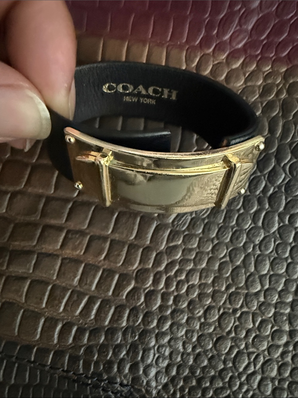 Coach Thin Leather Hasp Bracelet